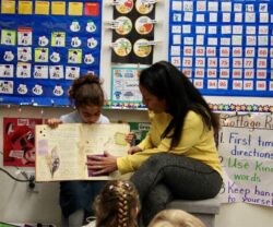 Maris and Mom read to her class
