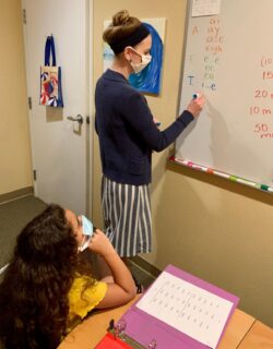 Tracy and Maris review long vowel sounds before her spelling test